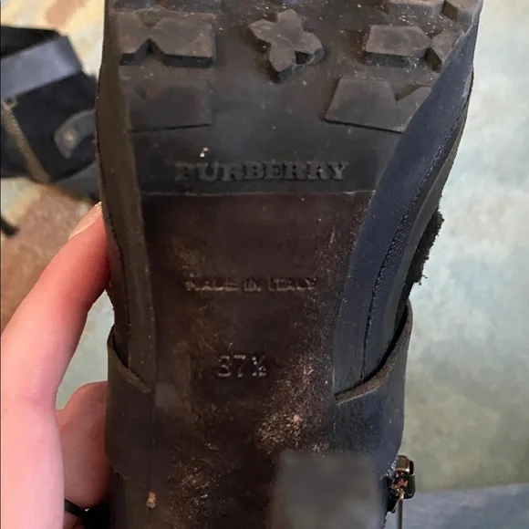 Burberry Aviator Buckle Black Buckle Heels Size 37.5 - Picture 10 of 10